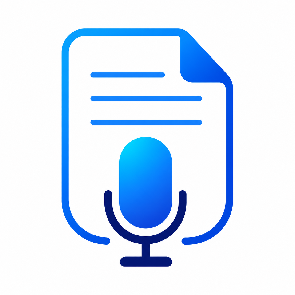 Logo Voice Capture — mikrofon a dokument s přepisem